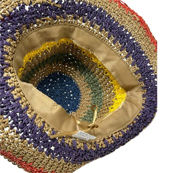 Multicolor adjustable paper straw summer hat one size - Picture 7 of 7